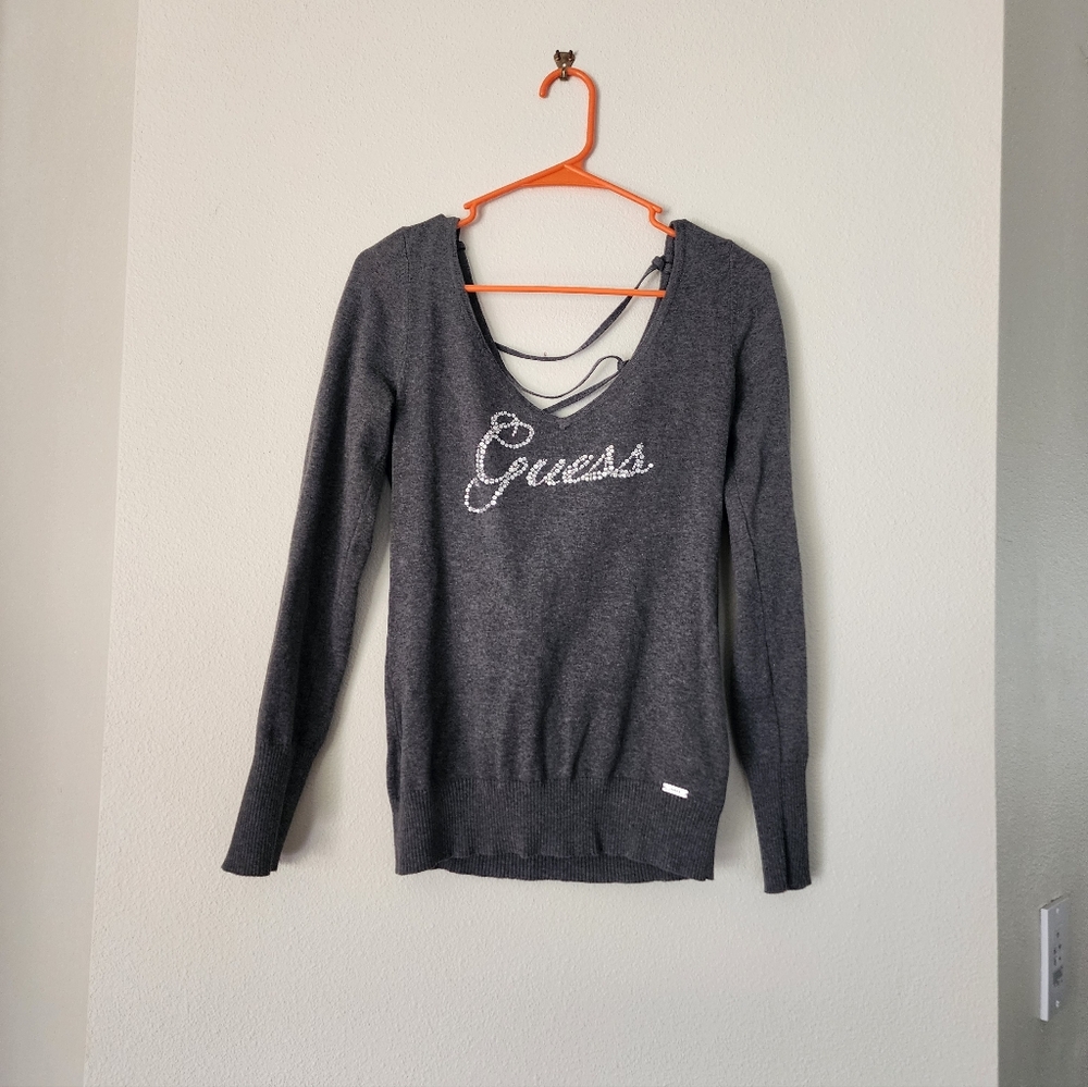 Guess Women's Charcoal V-Neck Sweater